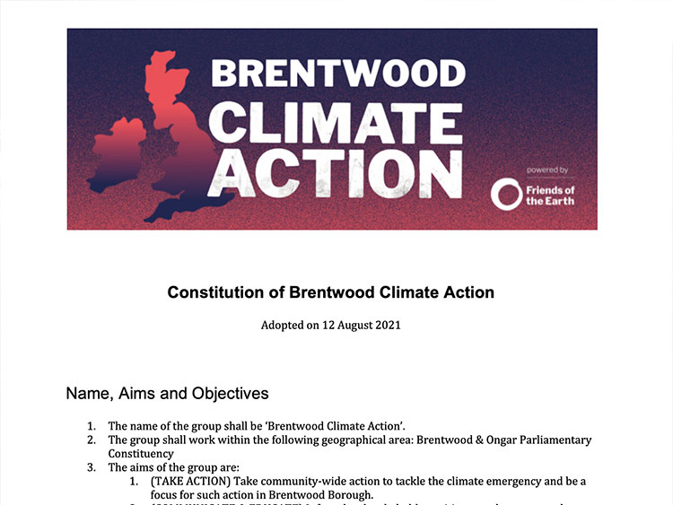 Brentwood Climate Action constitution